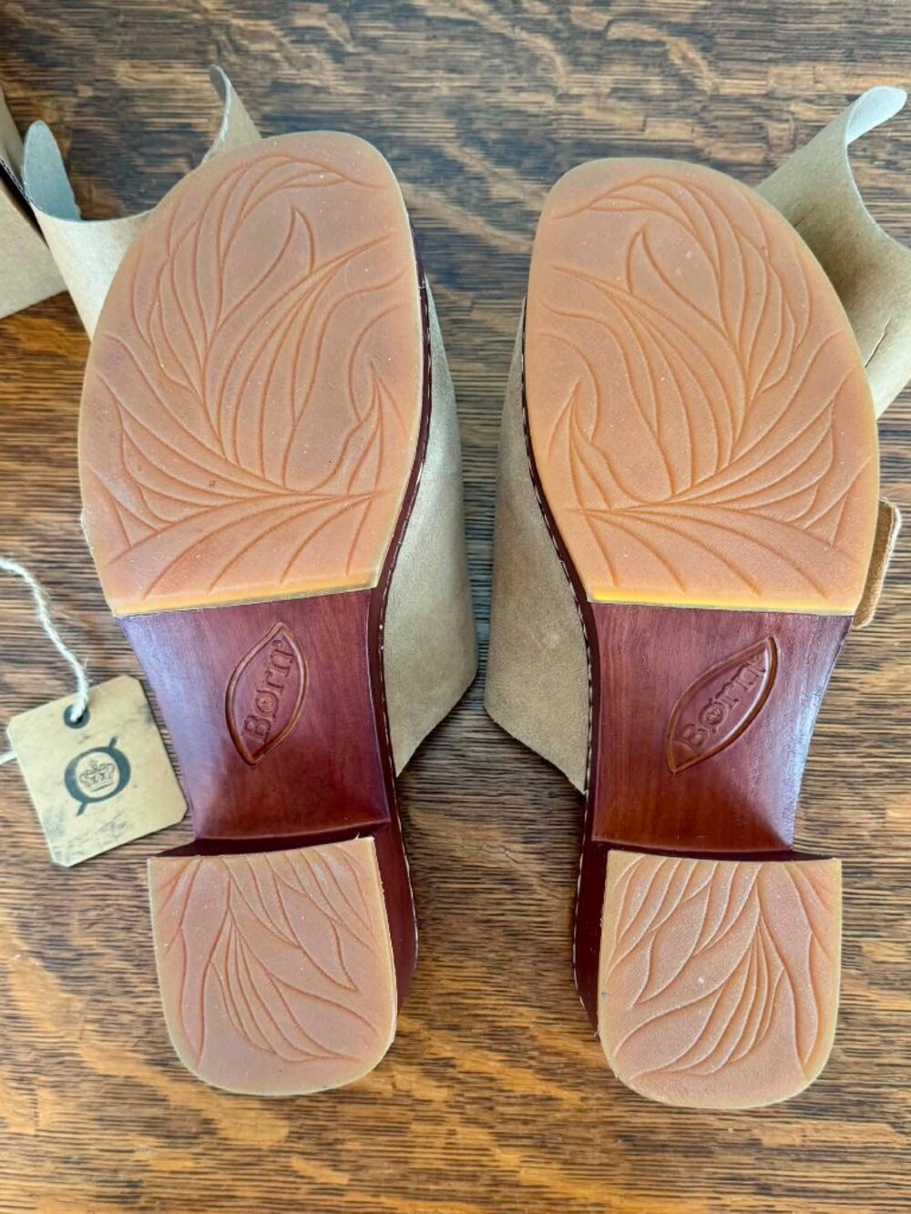 BORN Suede Leather Wedge Open-Toe Mule/Slides - Picture 5 of 16